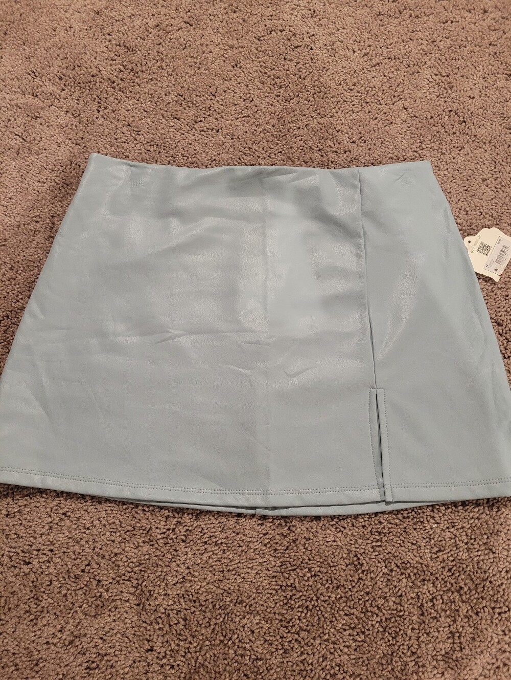 Altar'd State Faux Leather Mini Skirt in Cool Light Blue